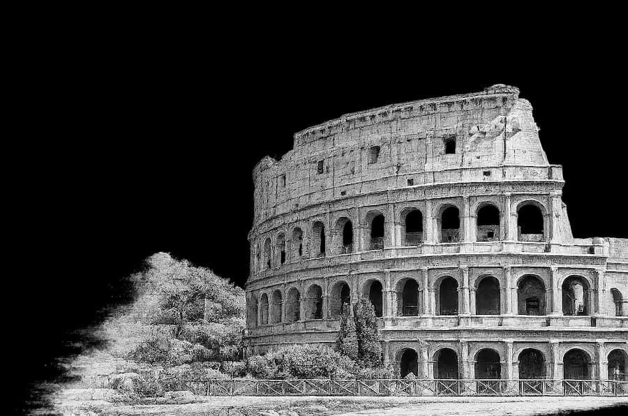 Drawing of the Colosseum in Rome, Italy