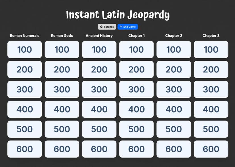 Trivia game screenshot
