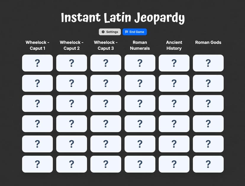 Latin Jeopardy screenshot